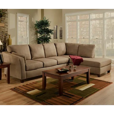 Casual L Shaped Upholstered Stationary Sectional with RSF Chaise